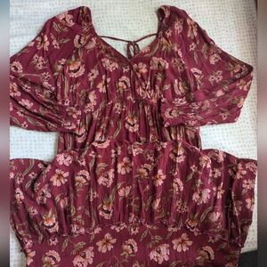 Sonoma Burgundy Floral Dress